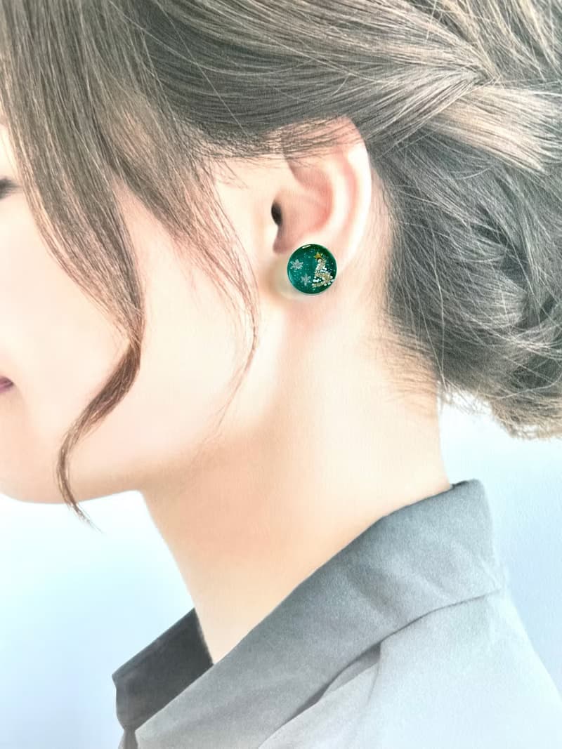 聖誕樹和瘸腿金耳環 綠色