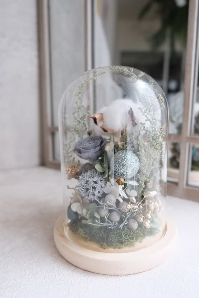 玻璃鐘罩/永生花鐘罩/不凋花/乾燥花/綠野仙蹤/神秘/森林/棉花
