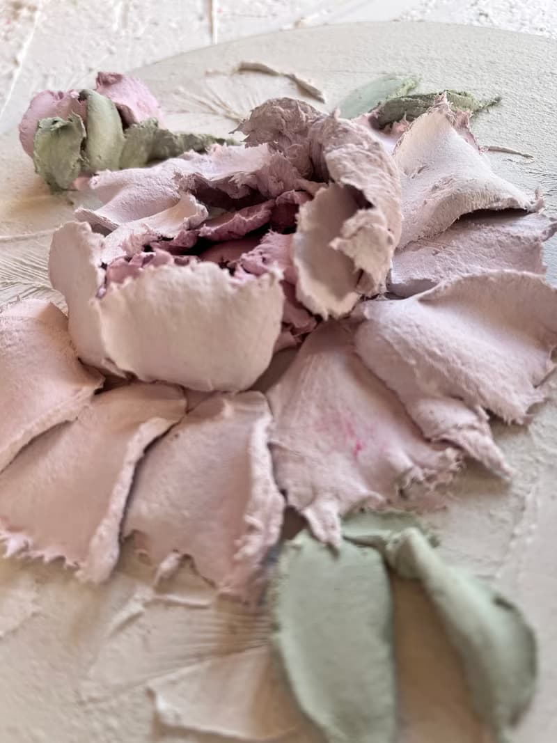 Peony 3d painting sculptural painting flowers artwork plaster painting