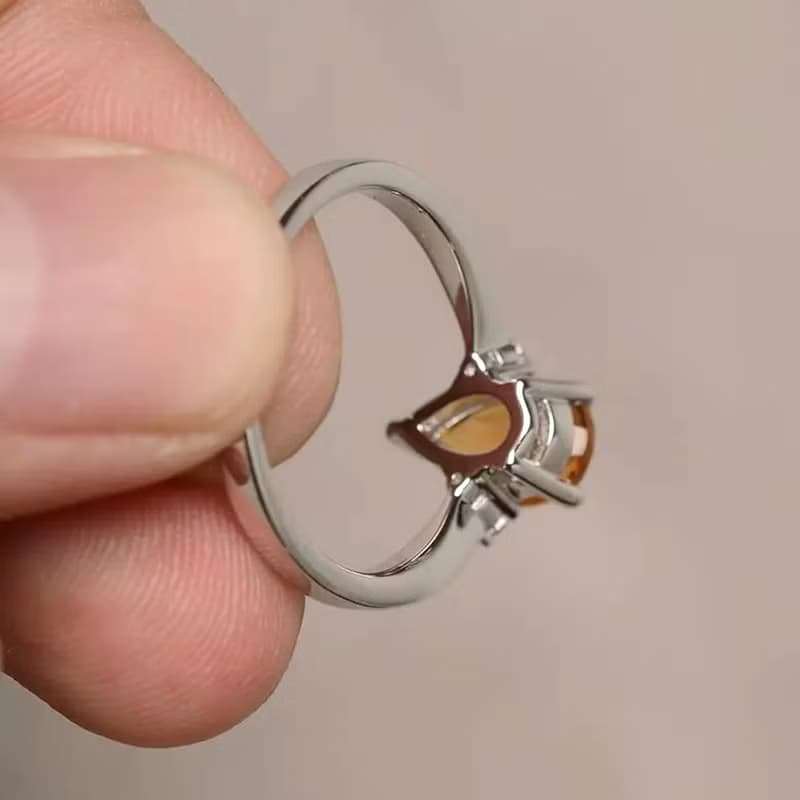 8.5 x 6 Natural yellow golden sapphier ring silver sterling size 7.0 free resize