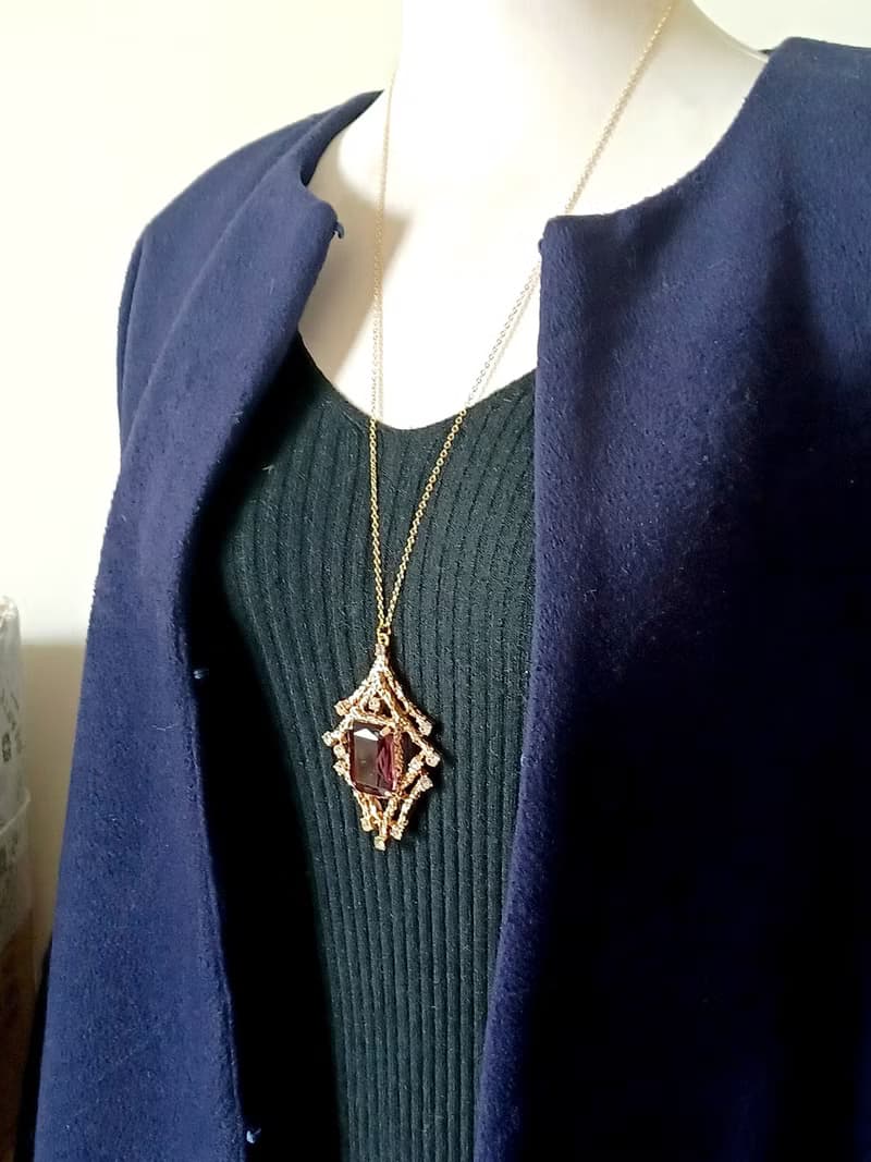 vintage jewelry  Sarah cov 暮光紫色水晶玻璃 項鍊