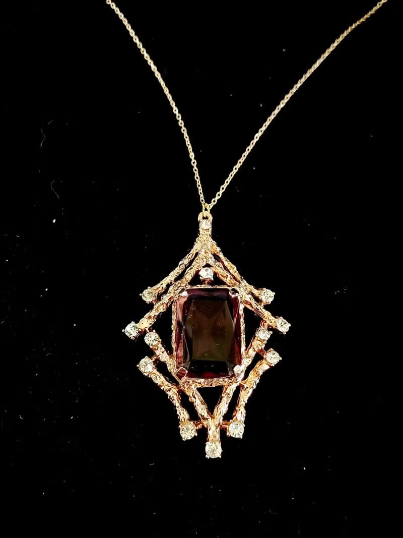 vintage jewelry  Sarah cov 暮光紫色水晶玻璃 項鍊