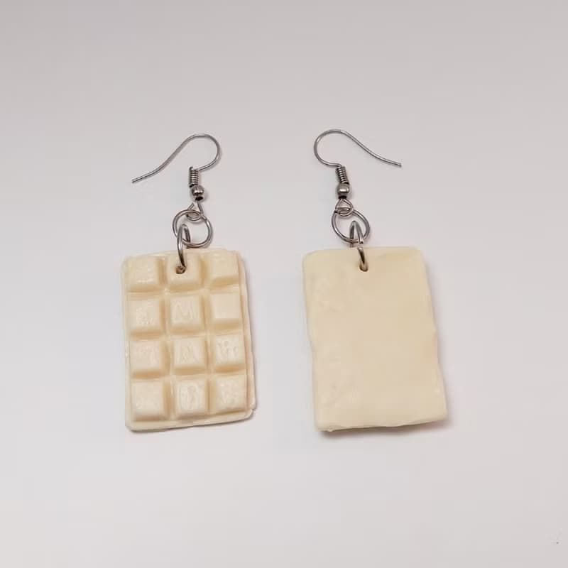 Chocolate Bar Color Earring Handmade Air Dry Clay Eco Friendly Stainless Hook