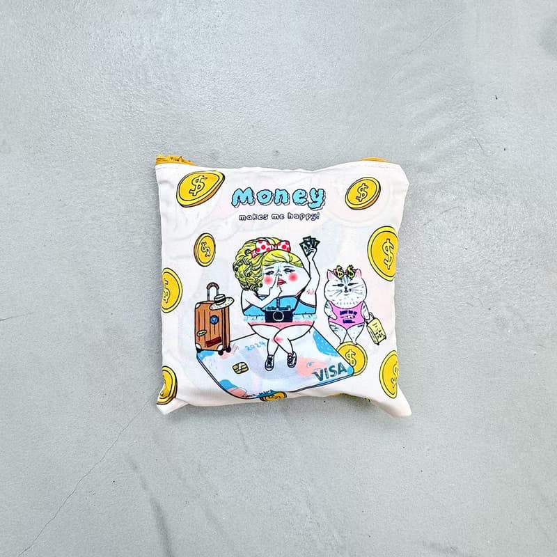 /新布料/ 我愛錢錢 環保收納購物袋