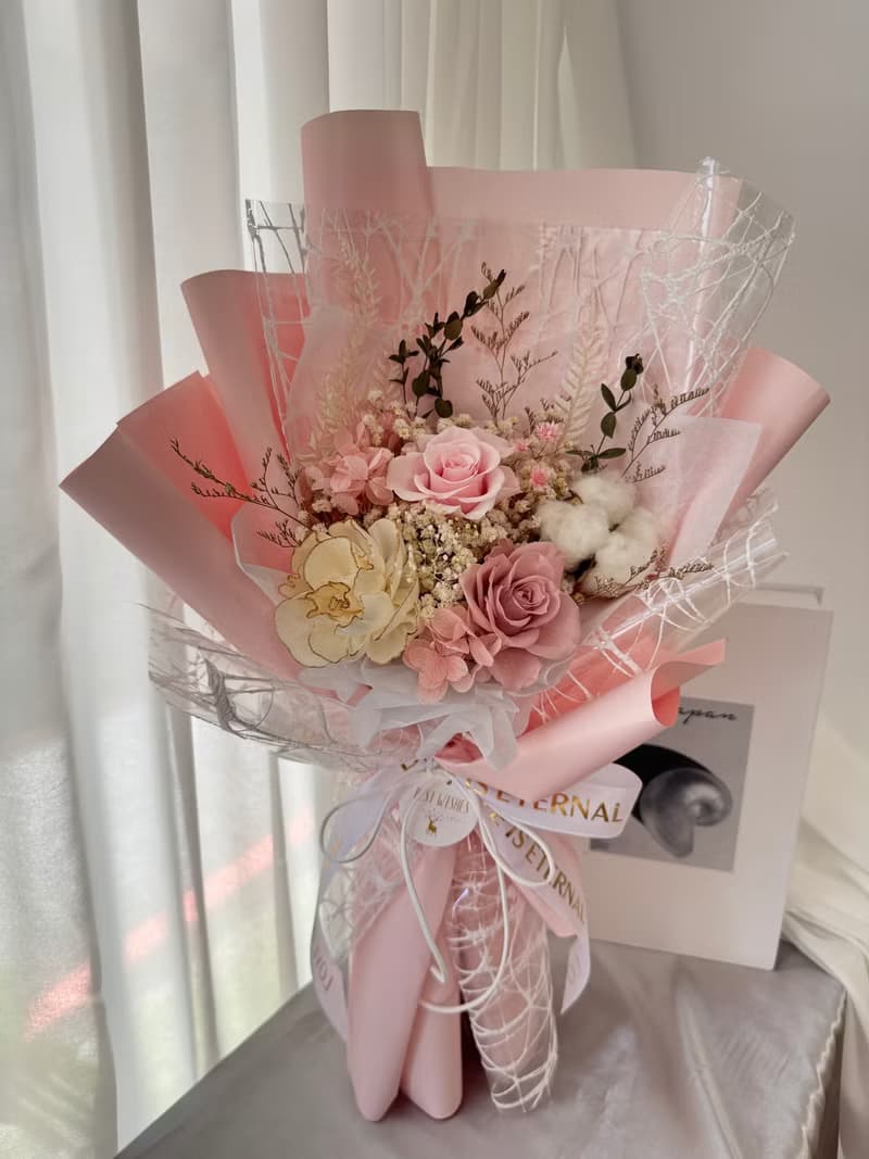 永生花束 畢業花束 粉色花束
