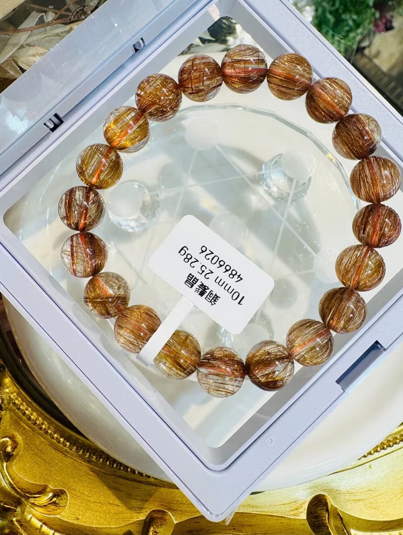 天然玻璃透體閃亮銅鈦水晶10mm25.28g正財事業正能量避邪