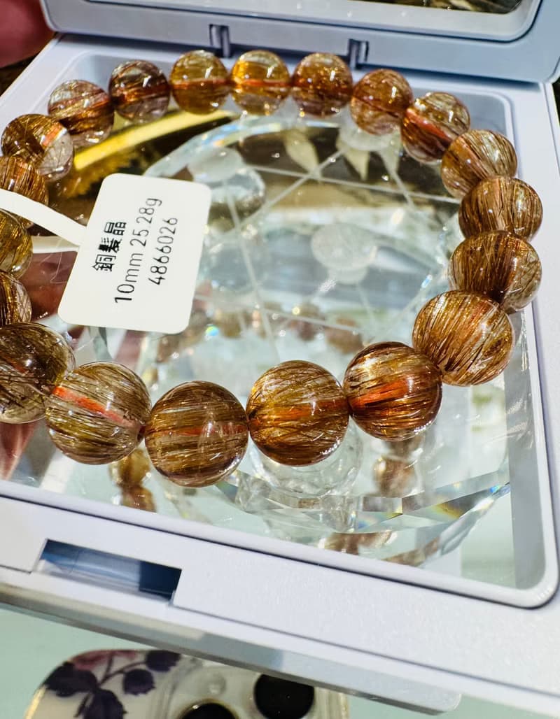 天然玻璃透體閃亮銅鈦水晶10mm25.28g正財事業正能量避邪