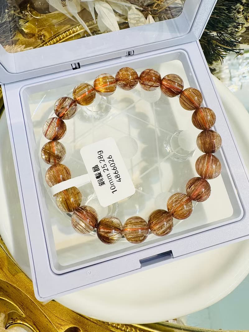 天然玻璃透體閃亮銅鈦水晶10mm25.28g正財事業正能量避邪