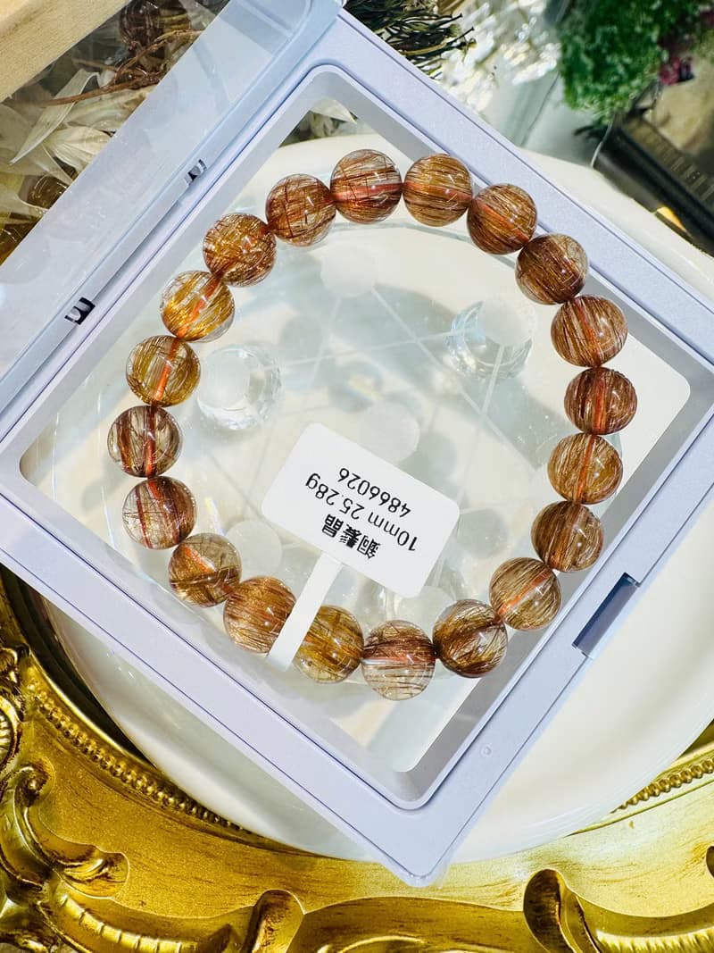 天然玻璃透體閃亮銅鈦水晶10mm25.28g正財事業正能量避邪