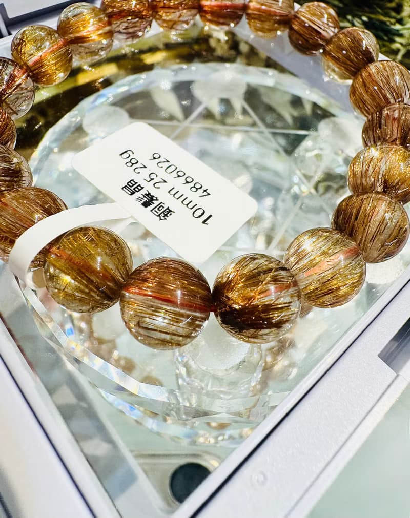 天然玻璃透體閃亮銅鈦水晶10mm25.28g正財事業正能量避邪