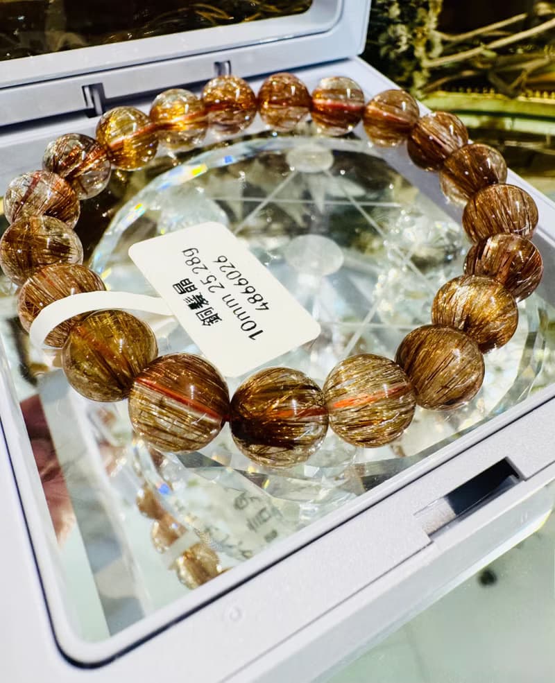 天然玻璃透體閃亮銅鈦水晶10mm25.28g正財事業正能量避邪