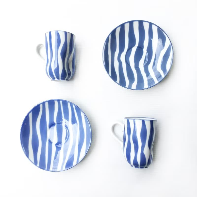 德國手繪條紋咖啡對杯組 | coffee cup 對組