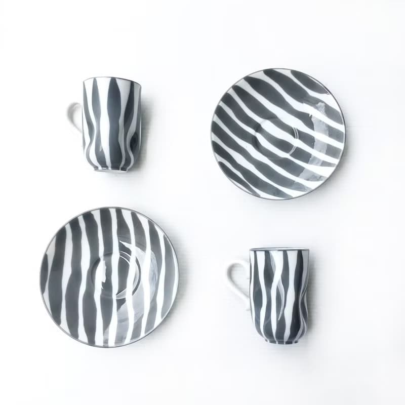 德國手繪條紋咖啡對杯組 | coffee cup 對組