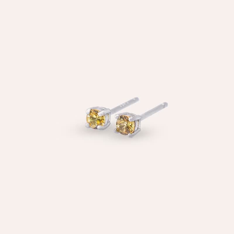 安珠 橘剛 橘色 圓形 3mm 耳環 經典系列 Round E 寶石銀飾 AND