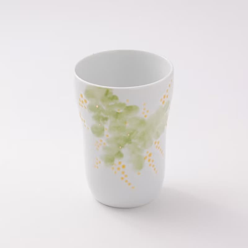手描き 日本製 磁器 ビアカップ タンブラー ミモザ 東窯