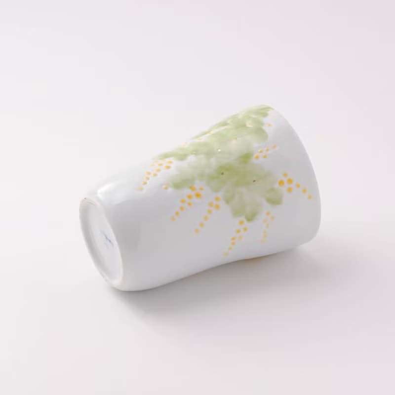 手描き 日本製 磁器 ビアカップ タンブラー ミモザ 東窯