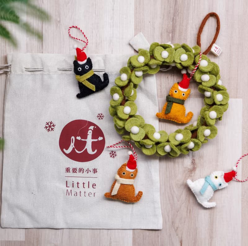 羊毛氈聖誕吊飾 聖誕小貓