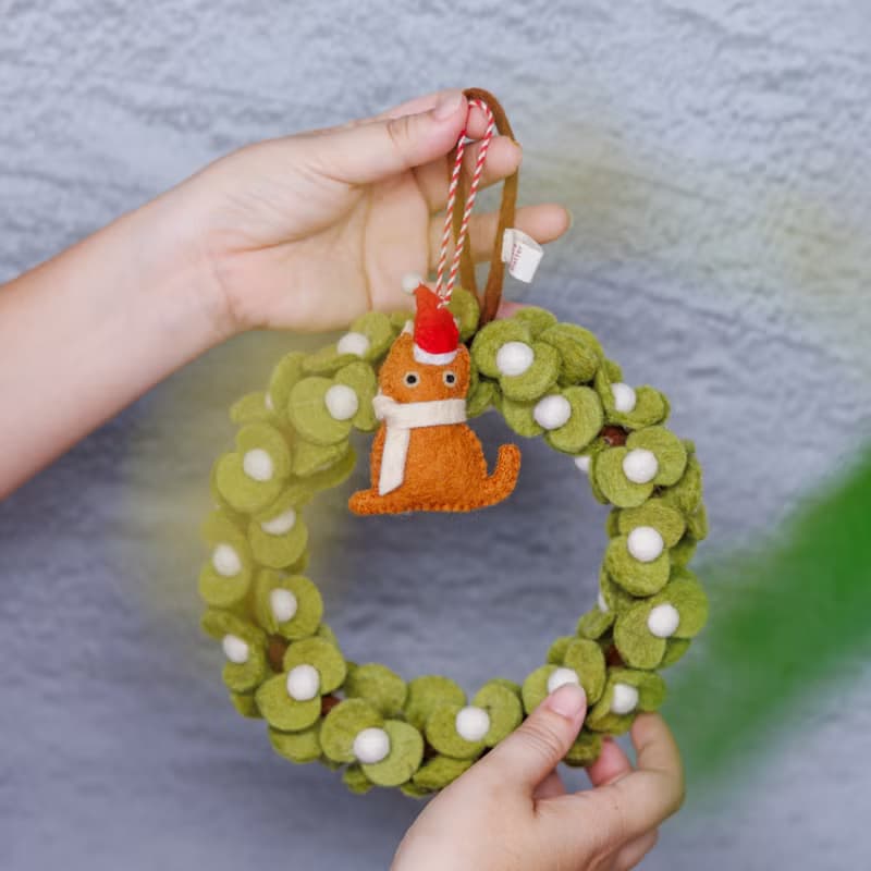 羊毛氈聖誕吊飾 聖誕小貓