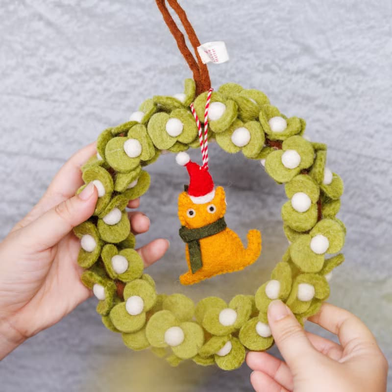 羊毛氈聖誕吊飾 聖誕小貓