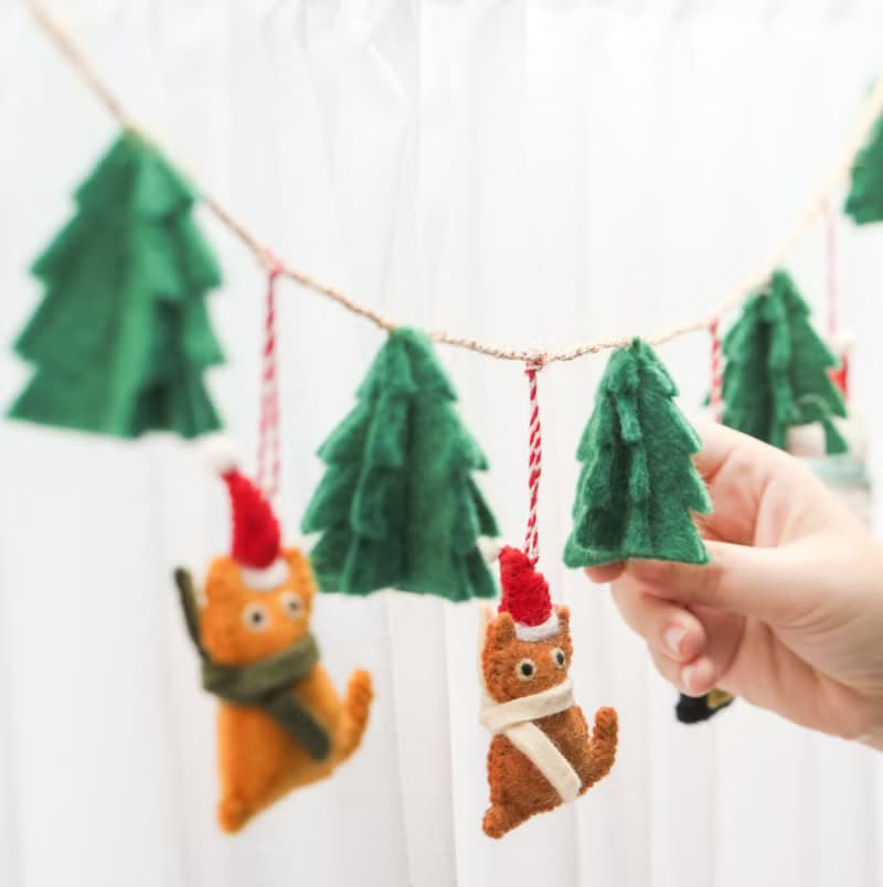 羊毛氈聖誕吊飾 聖誕小貓