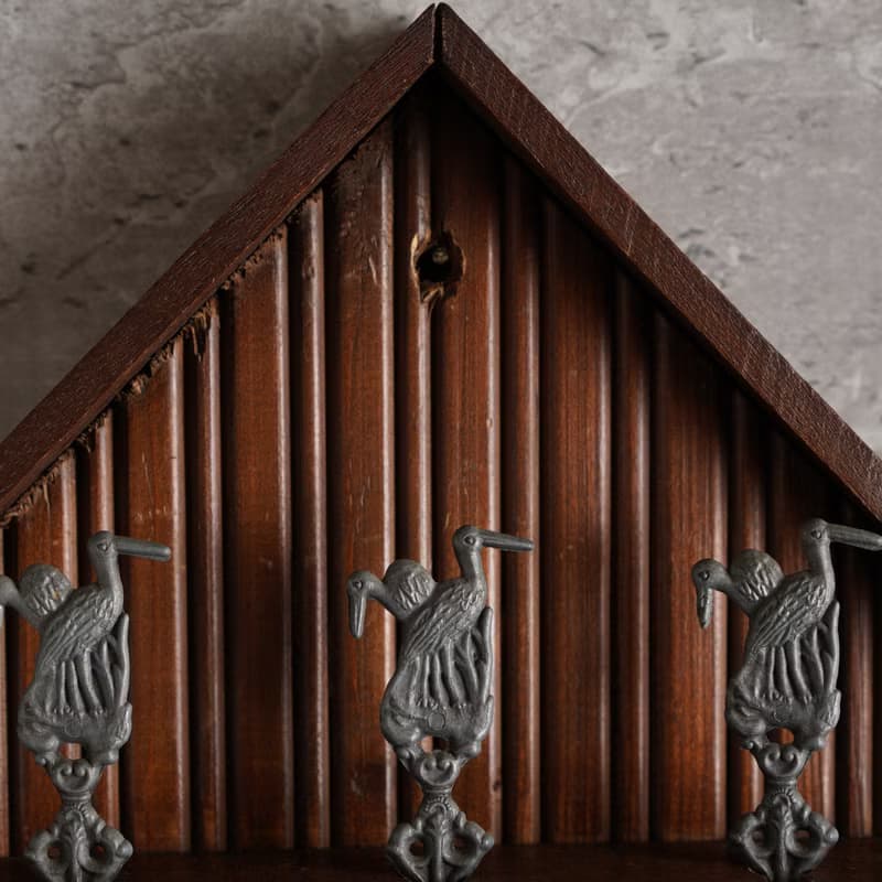 荷蘭立體雙鶴浮雕錫製湯匙與展示架套組