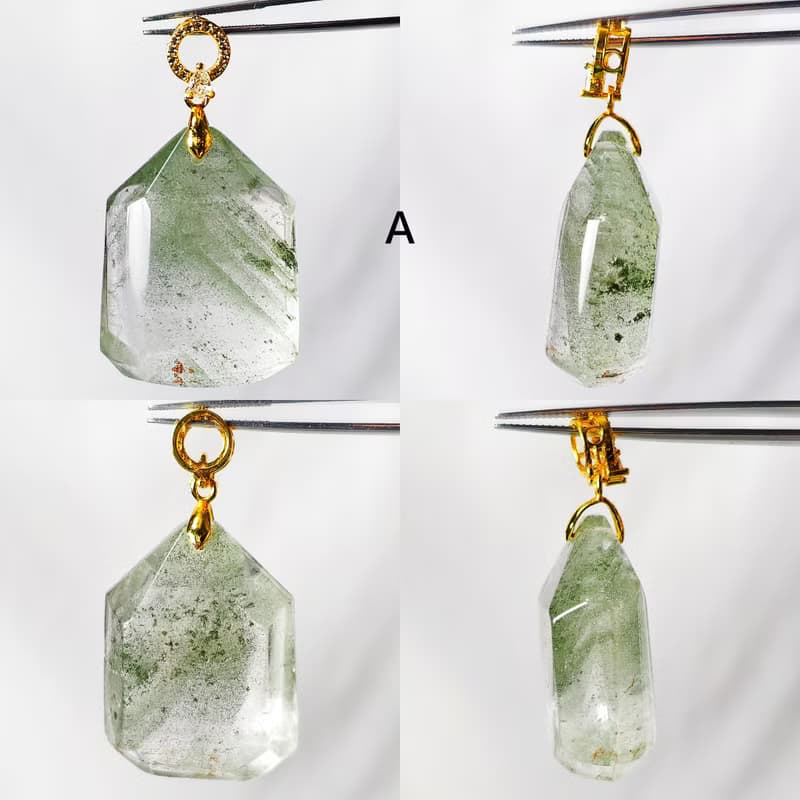頂級淨體 綠幽靈水晶 金字塔 心輪 招財 事業 墜 項鍊 單品 禮物