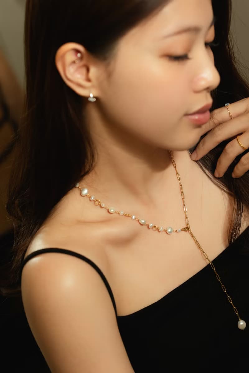 Auréole光環 天然淡水珍珠長項鍊 316L醫療鋼鍍18k金