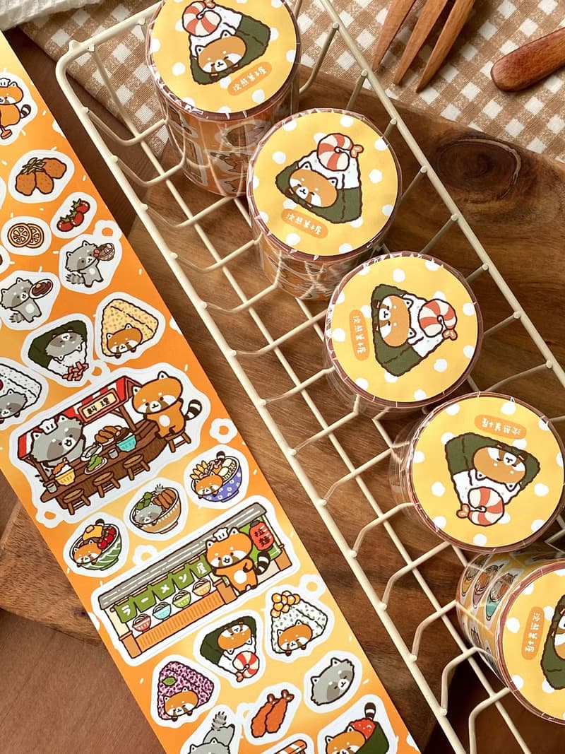 浣熊菓子屋/浣熊日式料理/7公分切膜紙膠帶/附離型紙
