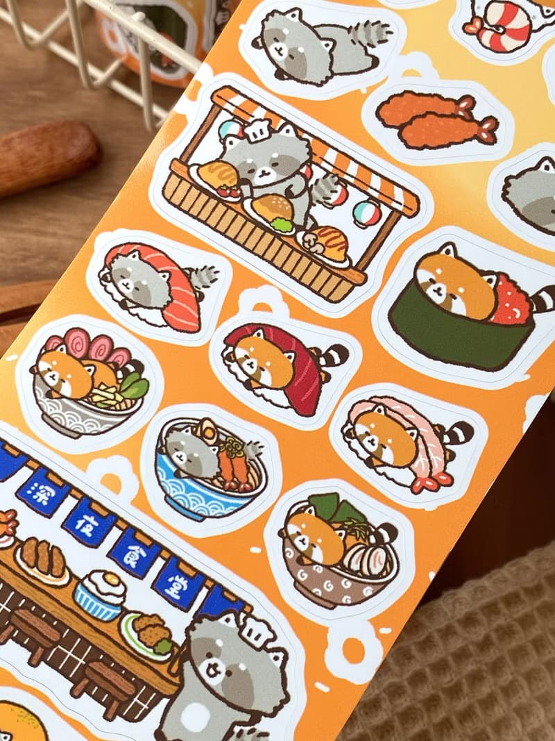 浣熊菓子屋/浣熊日式料理/7公分切膜紙膠帶/附離型紙