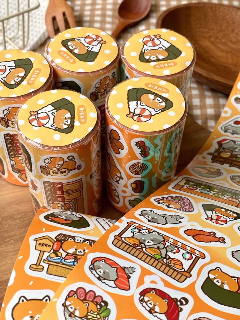 浣熊菓子屋/浣熊日式料理/7公分切膜紙膠帶/附離型紙