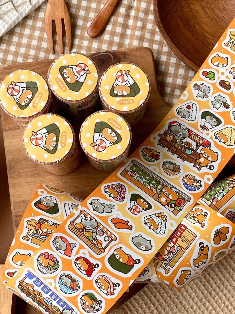 浣熊菓子屋/浣熊日式料理/7公分切膜紙膠帶/附離型紙