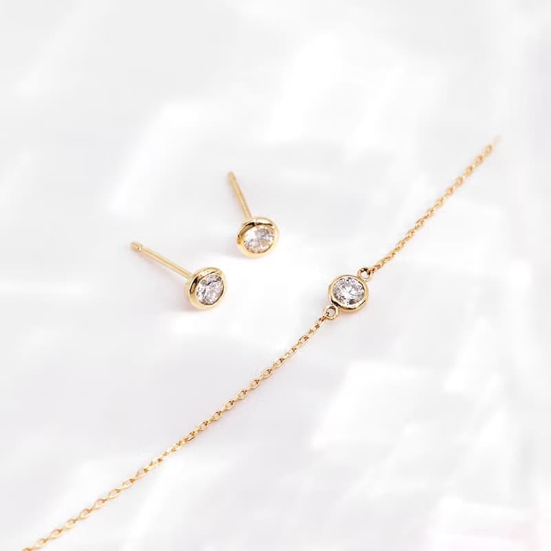 Visel 18K金單鑽包鑲手鍊