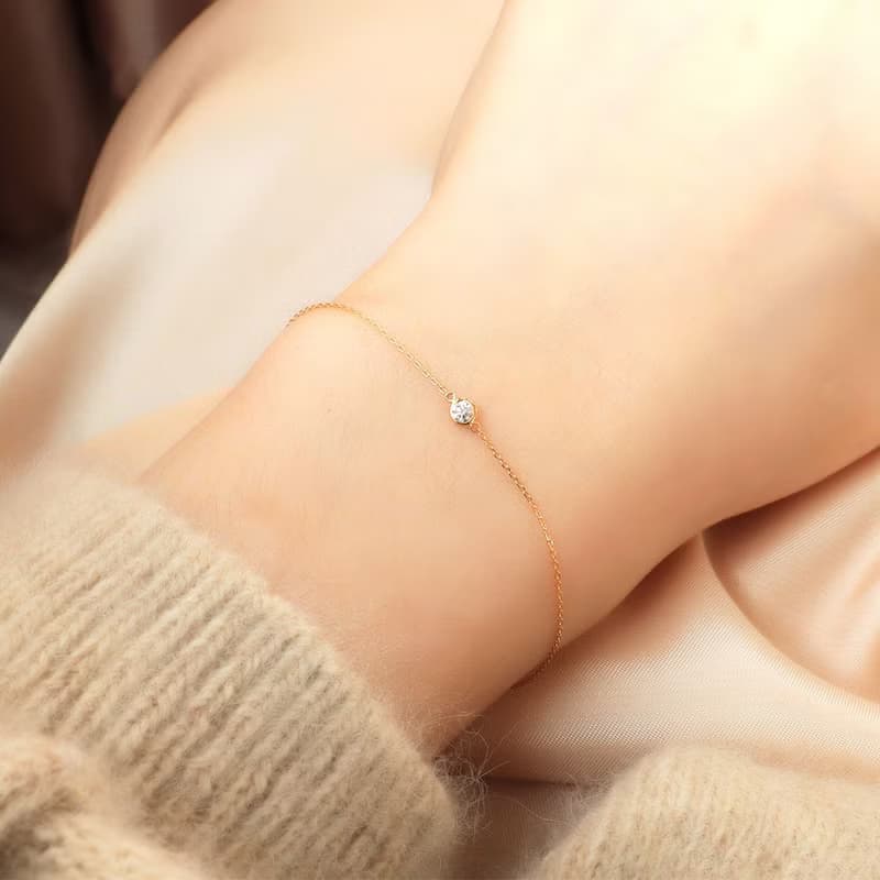 Visel 18K金單鑽包鑲手鍊