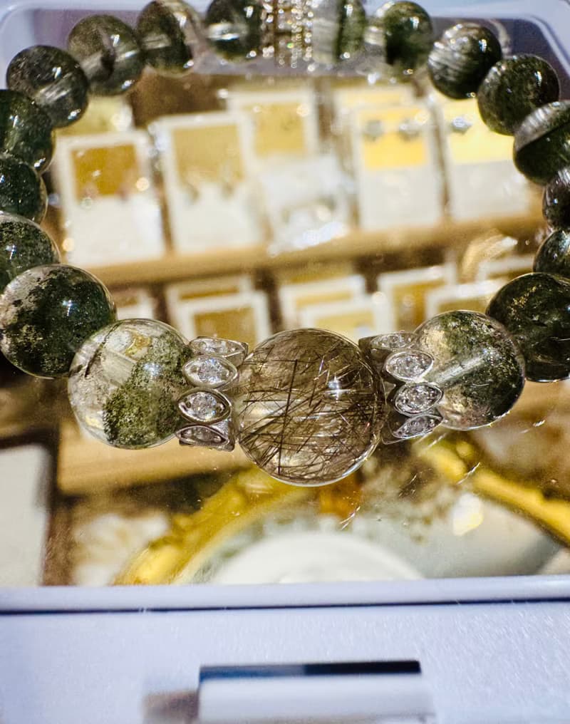 招財金銀髮綠半盆幽靈水晶設計款水晶主招財貴人緣改善運氣