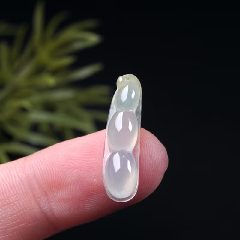 冰種飄黃翡翡翠福豆 | 裸石 | 天然緬甸玉翡翠A貨 | 送禮