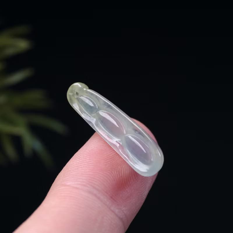 冰種飄黃翡翡翠福豆 | 裸石 | 天然緬甸玉翡翠A貨 | 送禮