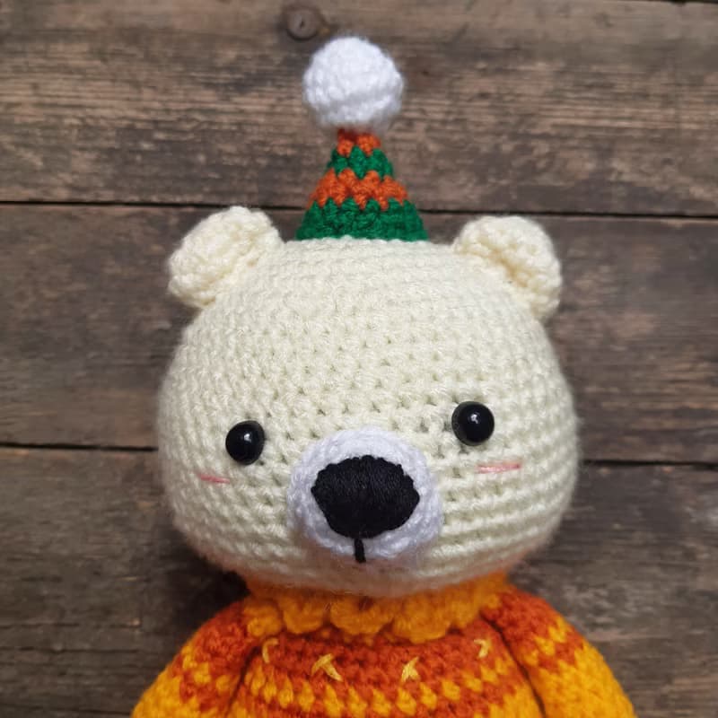 Hand Crochet Funny Clown the Bear Stuffed Toys Animals Christmas Gift Knit