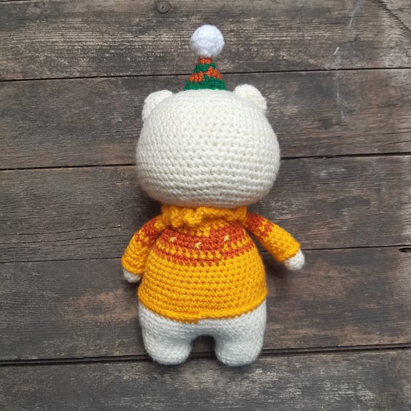 Hand Crochet Funny Clown the Bear Stuffed Toys Animals Christmas Gift Knit