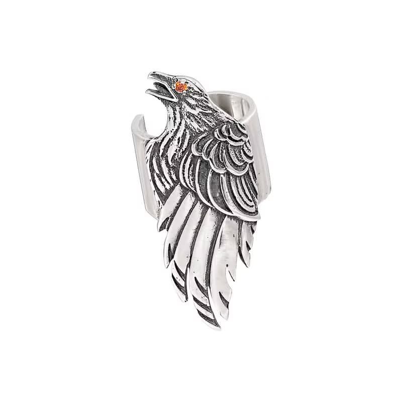 Raven ear cuff silver, craw ear bone earring