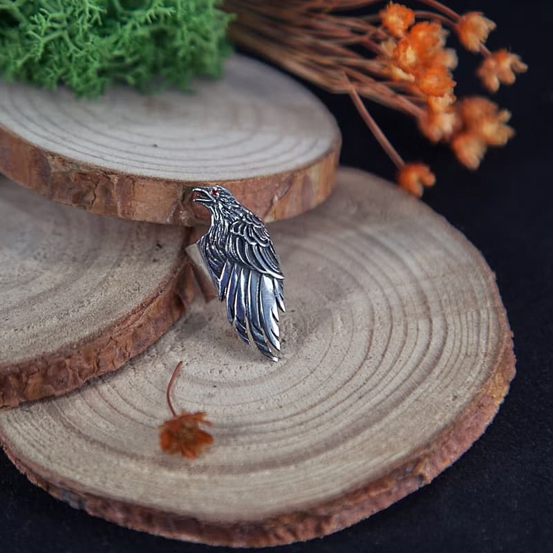 Raven ear cuff silver, craw ear bone earring