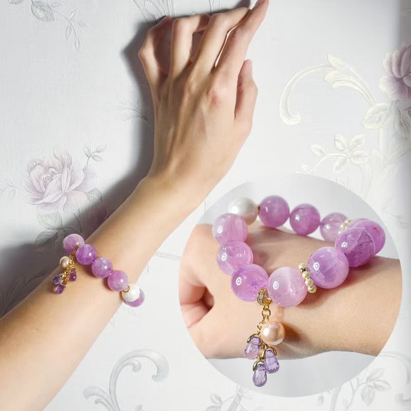 頂級紫鋰輝 寶石皇后 貓眼 紫水晶 貝珠 智慧招財 手鍊 單品 禮物