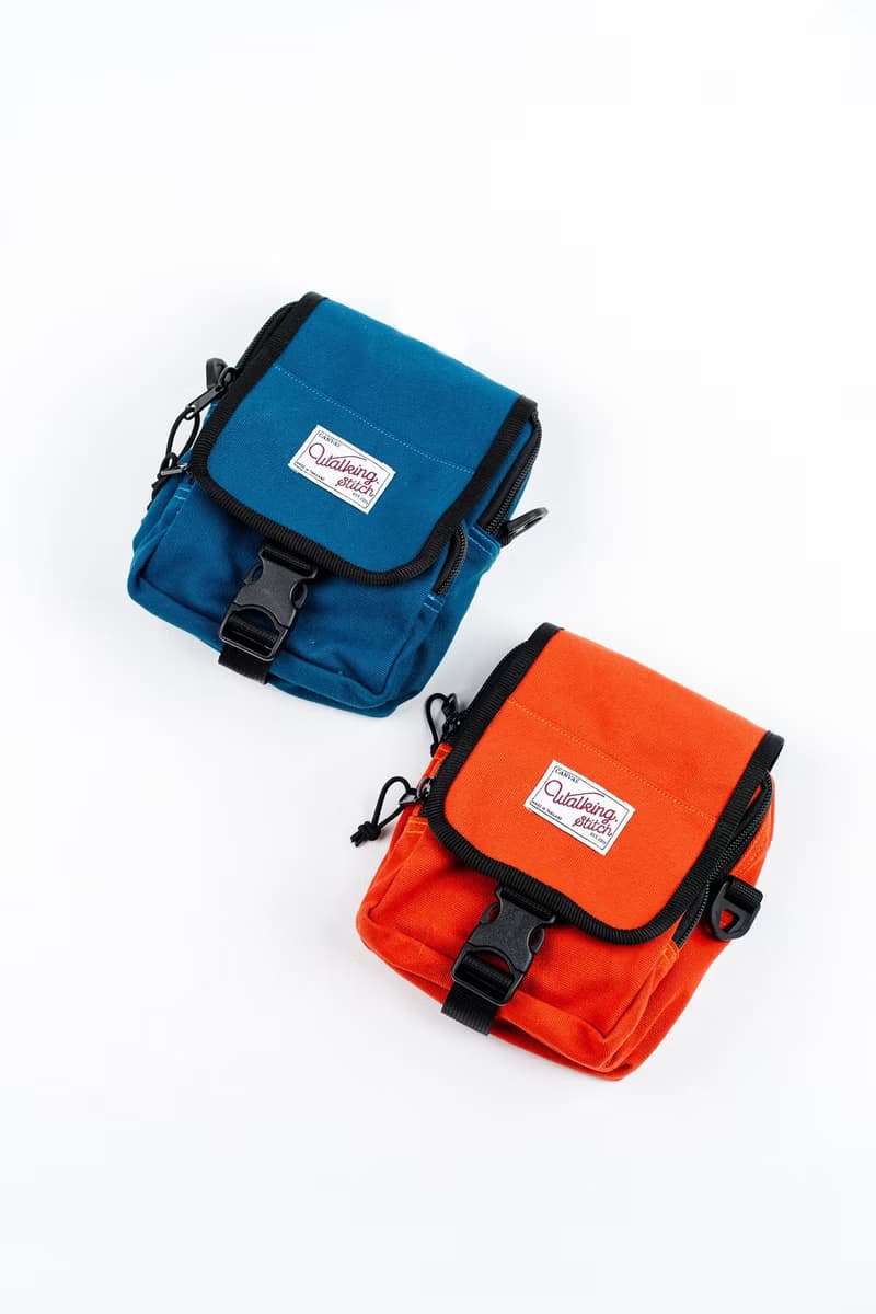 Walking Stitch : Paul Shoulder Bag : Orange Brick / Ocean Blue Color