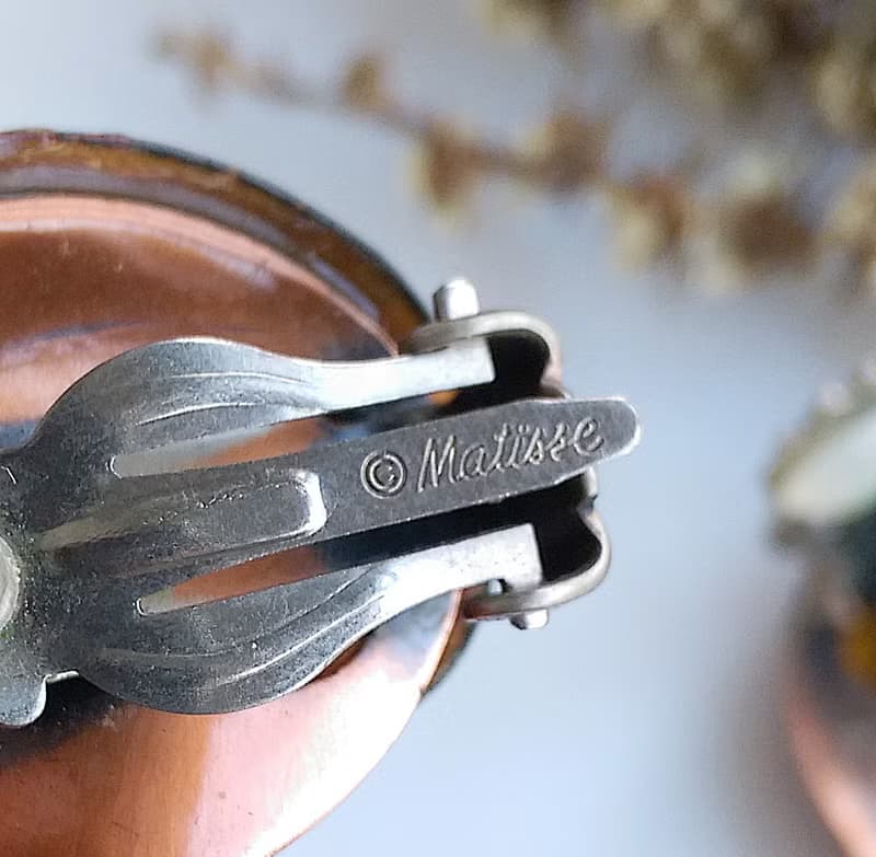 Vintage Jewelry 西洋古董飾品 MATISSE Renoir 對稱紅 夾式耳環