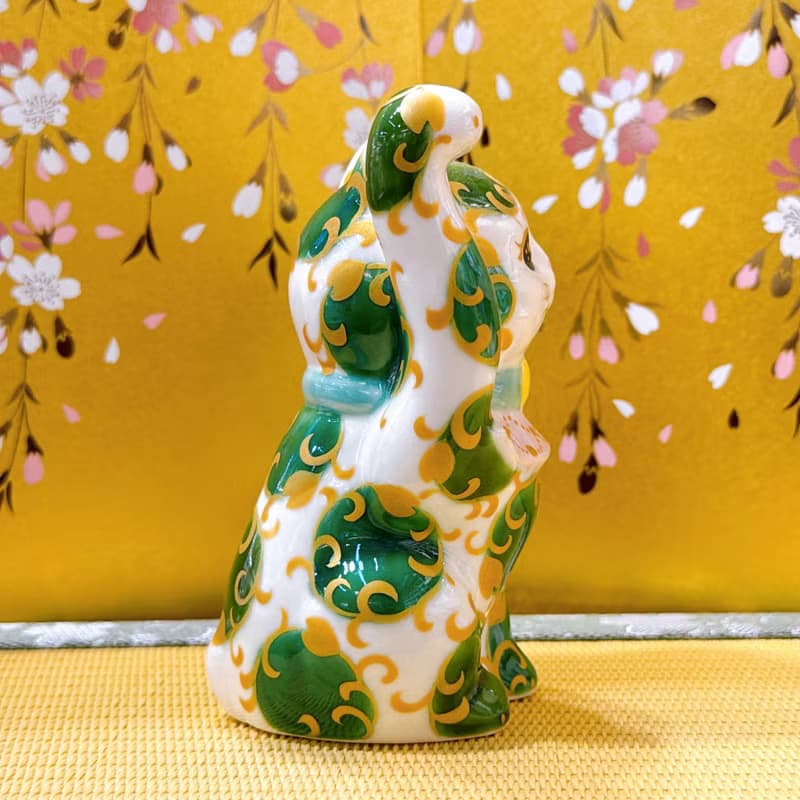 【唐草聚福】日本清水燒招財貓 | 色繪 - 白地  唐草
