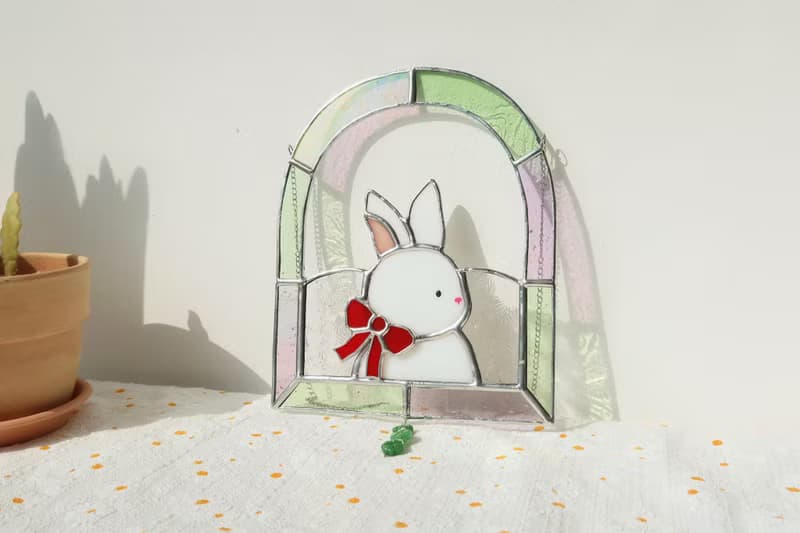 Mr. Bunny with a Ribbon – Arch Frame Suncatcher