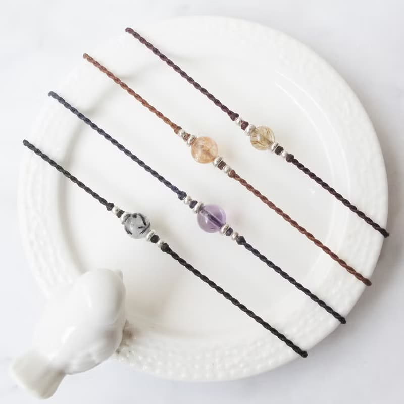 【水晶蠟繩系列】6mm水晶 4 | 正能量極細蠟繩手鍊 | 大員囡仔