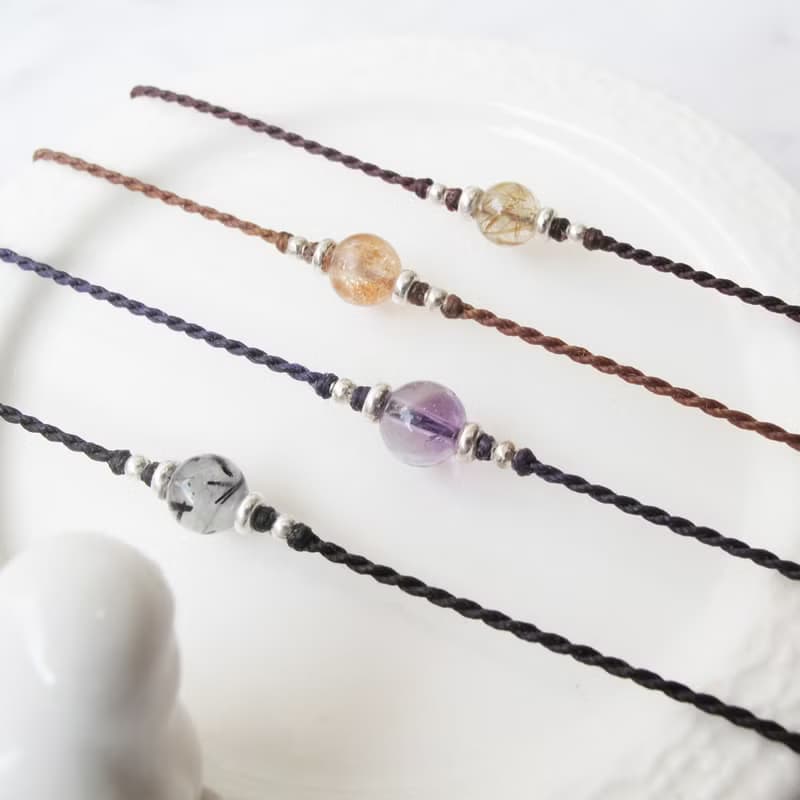 【水晶蠟繩系列】6mm水晶 4 | 正能量極細蠟繩手鍊 | 大員囡仔