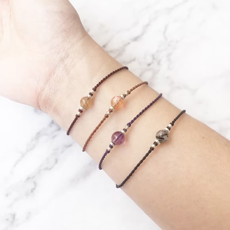 【水晶蠟繩系列】6mm水晶 4 | 正能量極細蠟繩手鍊 | 大員囡仔