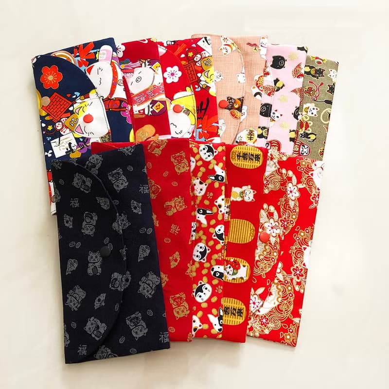 招財貓 手工長型布紅包袋 存摺袋