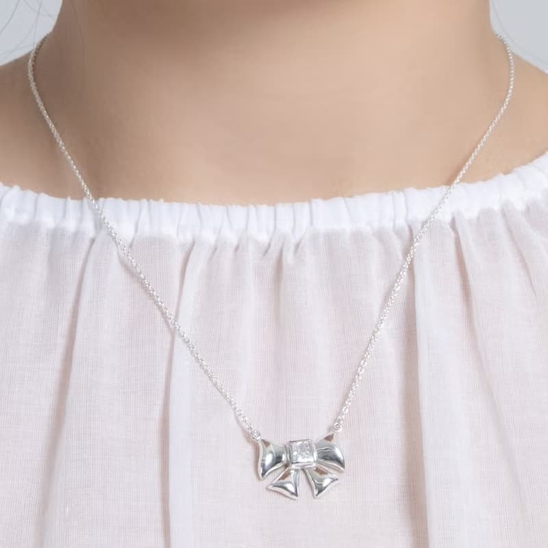 haime witty ribbon necklace (3mm cubic)